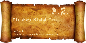 Micskey Richárd névjegykártya